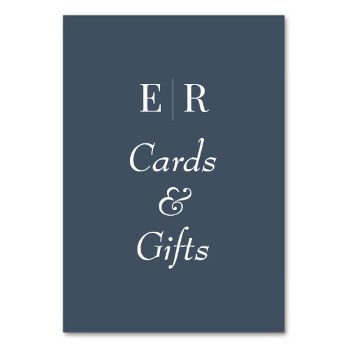 Cards  Gifts Slate Blue Monogram Table Sign