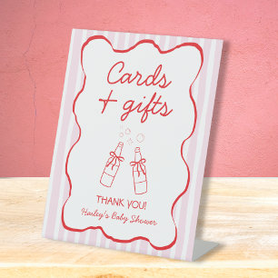 Cards & Gifts Soda Bottle Pink & Red Baby Shower Pedestal Sign