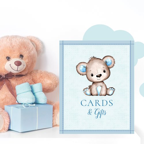 Cards  Gifts Table Cute Brown Bear Baby Shower Poster