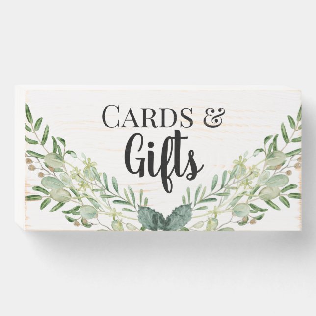 Cards & Gifts Table Sign Greenery Wedding Ceremony (Front Horizontal)