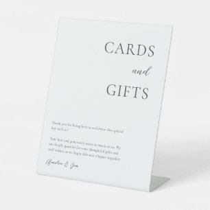 Cards Gifts Table Thank You Elegant Black White  Pedestal Sign