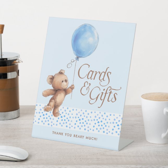 Cards & Gifts Teddy Bear Baby Shower  Pedestal Sign (In SItu)