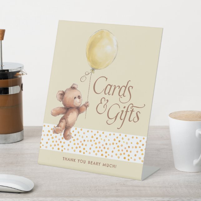 Cards & Gifts Teddy Bear Baby Shower  Pedestal Sign (In SItu)