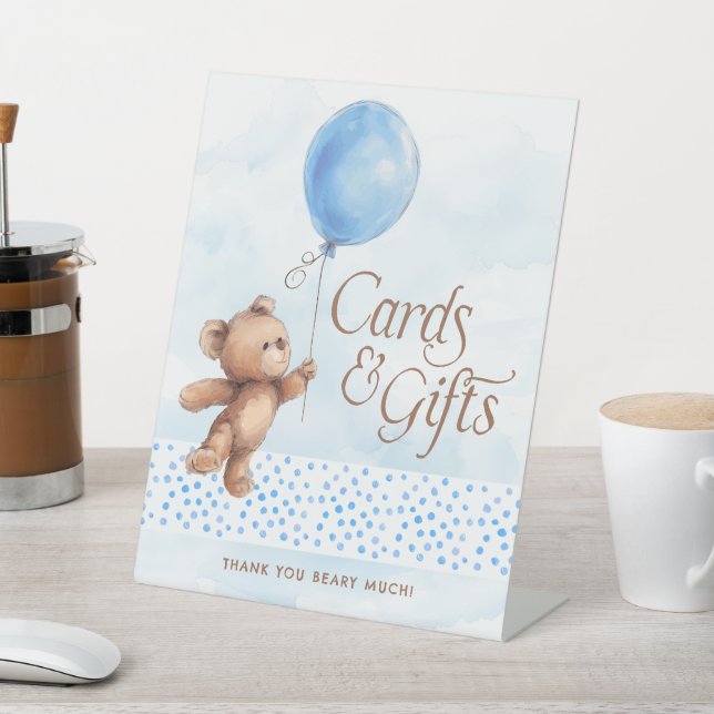 Cards & Gifts Teddy Bear Baby Shower  Pedestal Sign (In SItu)
