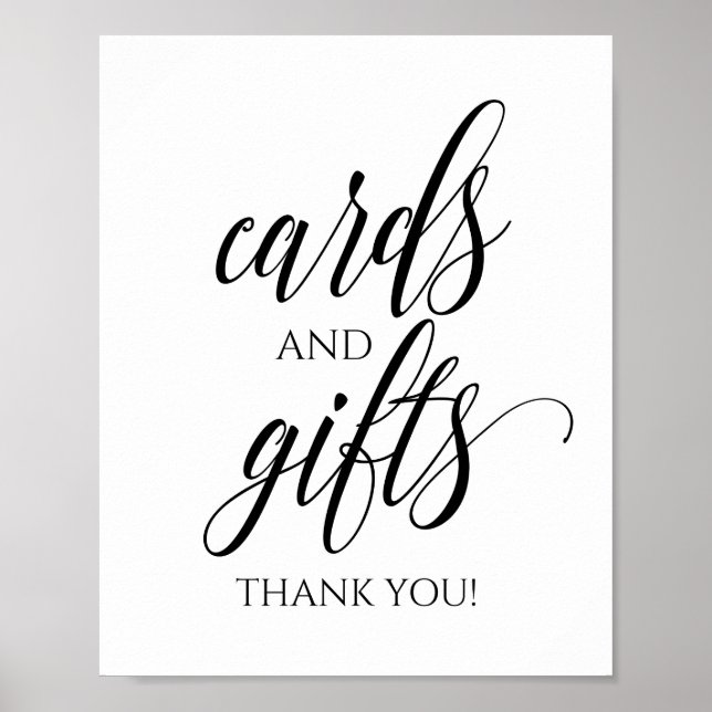 Cards & Gifts Typography Wedding Sign - Black (Front)