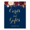 Cards Gifts Wedding Sign Burgundy Floral Navy Blue
