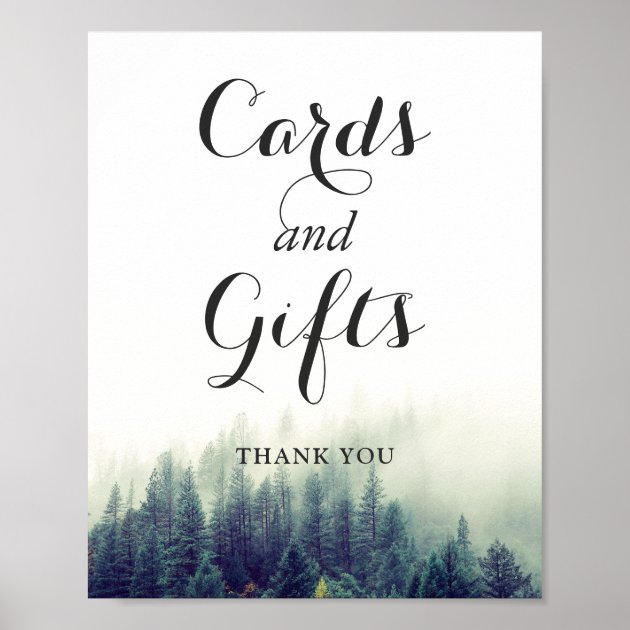 Cards Gifts Wedding Sign Elegant Pine Trees Forest