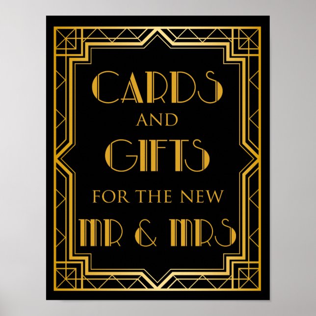 Cards & Gifts  Wedding Sign | Gatsby Art Deco (Front)