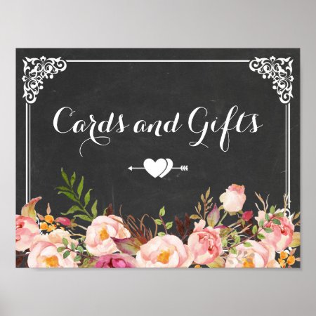 Cards & Gifts Wedding | Vintage Chalkboard Floral Poster