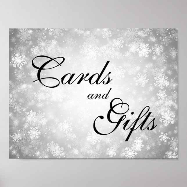 Cards & Gifts Wedding Winter Wonderland Silver Poster (Front)