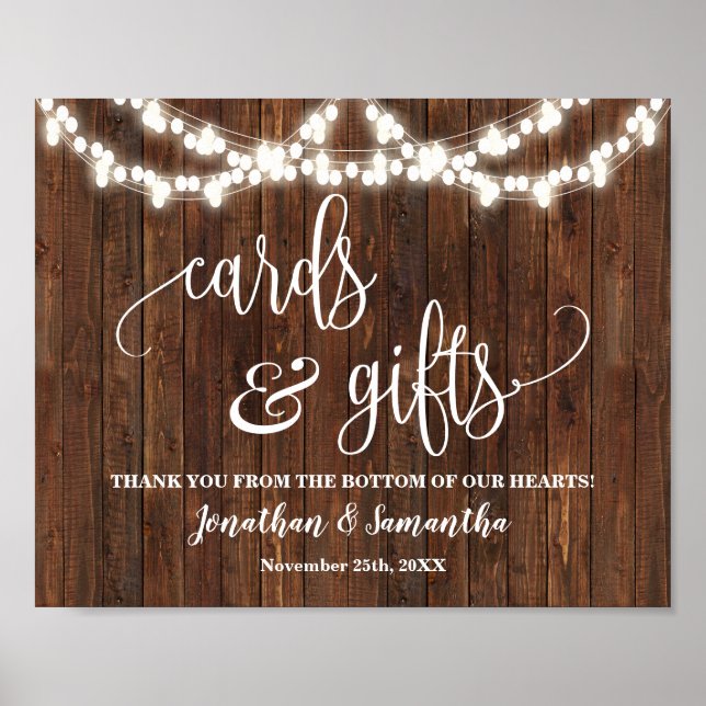 Cards & Gifts Western Wedding Reception Sign (Front)