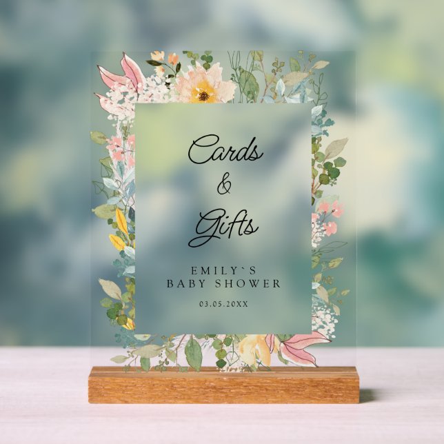 Cards &Gifts! Wildflower Garden Charm  Acrylic Sign (Neutral)