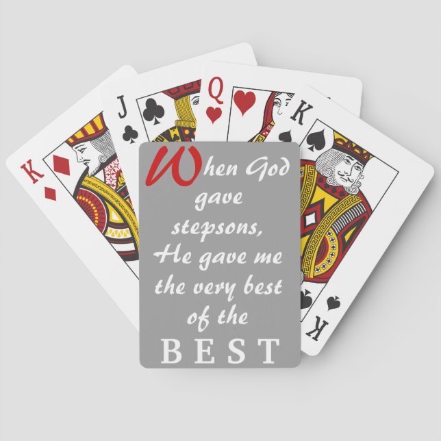 Cards-God Gave Stepsons - Red Blue Grey Bkgrnd Poker Cards (Back)