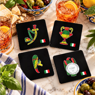 Cards of Sicily & Italy Sicilian Italian Aces Coaster Set