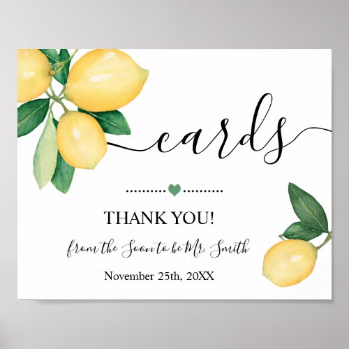 Cards Sign Lemons Bridal Shower Wedding reception