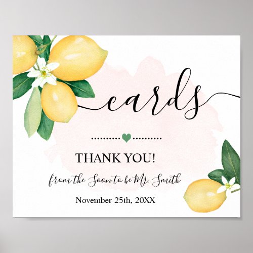 Cards Sign Lemons Pink Bridal Wedding Reception