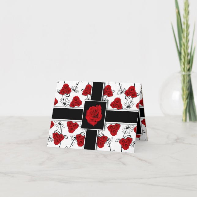 Cards template - customizable red roses (Front)