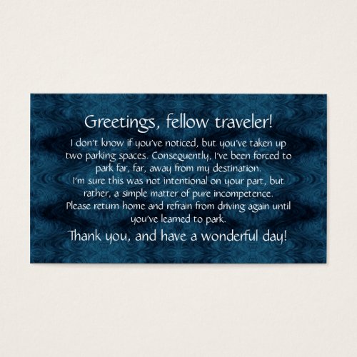 Cards to leave on others' windshields. business card templates