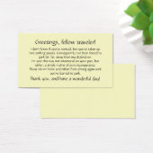 Cards to leave on others' windshields. (Desk)