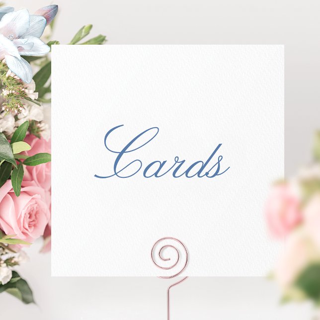  "Cards" wedding Sign, Blue Elegant Calligraphy Thank You Card (Creator Uploaded)