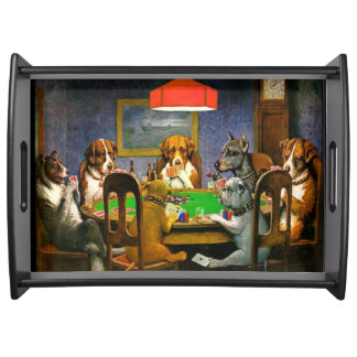 Cards with Seven Lucky Dogs Serving Tray