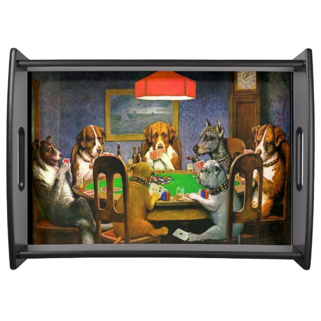 Cards with Seven Lucky Dogs Serving Tray (Front)