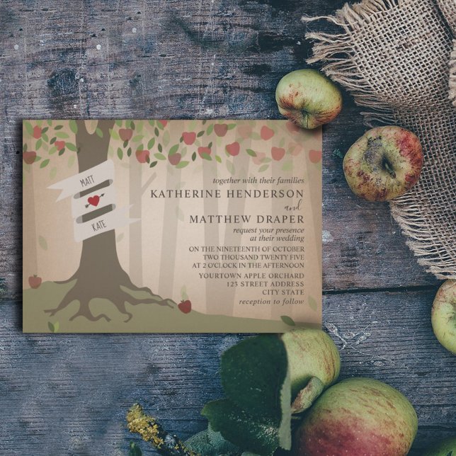 Cardstock Inspired Apple Orchard Wedding Invitation (Creator Uploaded)