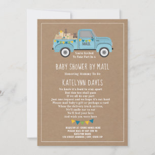 Cardstock Inspired Blue Truck Baby Shower By Mail Invitation