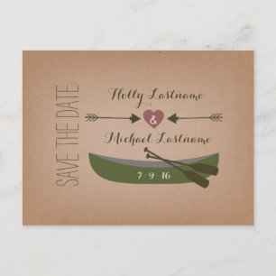 Cardstock Inspired Canoe + Arrows Save The Date Announcement Postcard