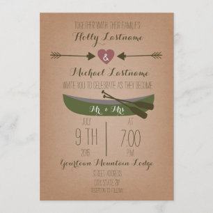 Cardstock Inspired Canoe + Arrows Wedding Invite