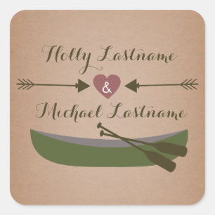 Cardstock Inspired Canoe + Heart With Arrows Square Sticker