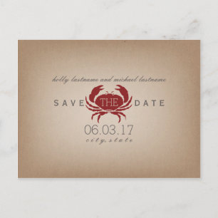 Cardstock Inspired Crab Wedding Save The Date Announcement Postcard