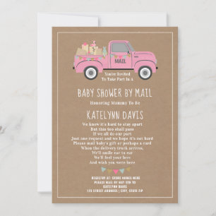 Cardstock Inspired Pink Truck Baby Shower By Mail Invitation