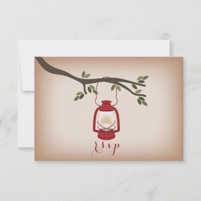 Cardstock Inspired Red Camping Lantern RSVP Card (Front)