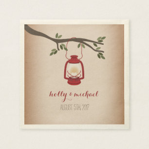 Cardstock Inspired Red Camping Lantern Wedding Napkins