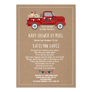 Cardstock Inspired Red Truck Baby Shower By Mail Invitation