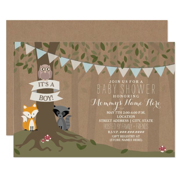 Cardstock Inspired Woodland Baby Shower - Boy Invitation