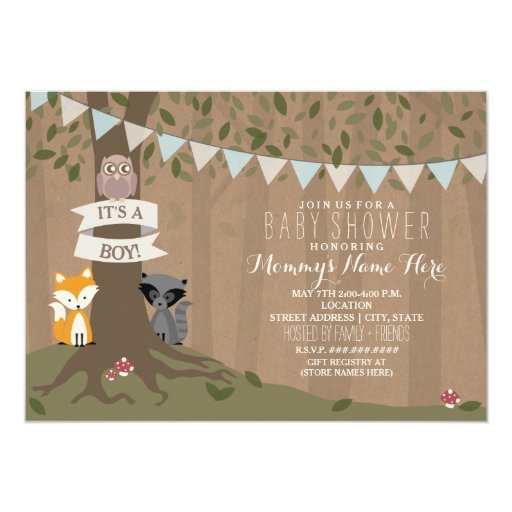 Cardstock Inspired Woodland Baby Shower - Boy Card | Zazzle