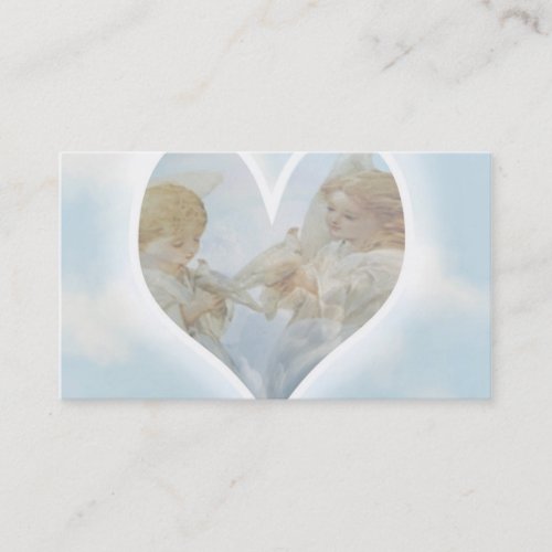 Care and Concern Cherubs with Doves in the clouds Business Card