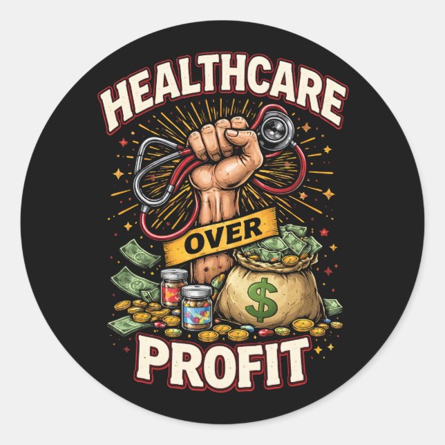 Care Before Profit Classic Round Sticker (Front)