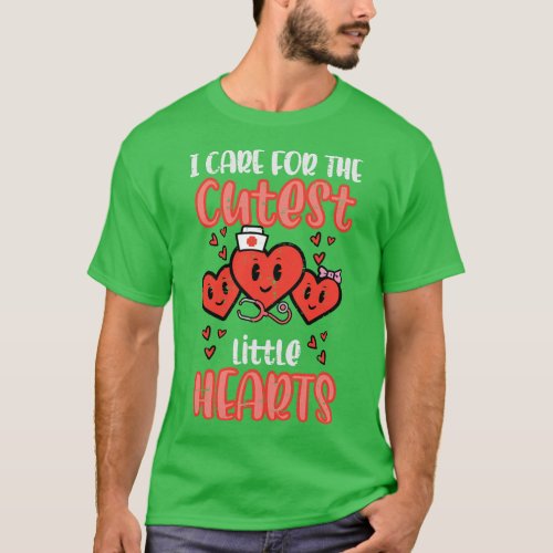 Care For Cutest Little Hearts Nurse Valentines Day T_Shirt