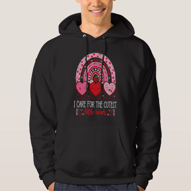 Care For Cutest Little Hearts PICU Nurse Valentine Hoodie (Front)