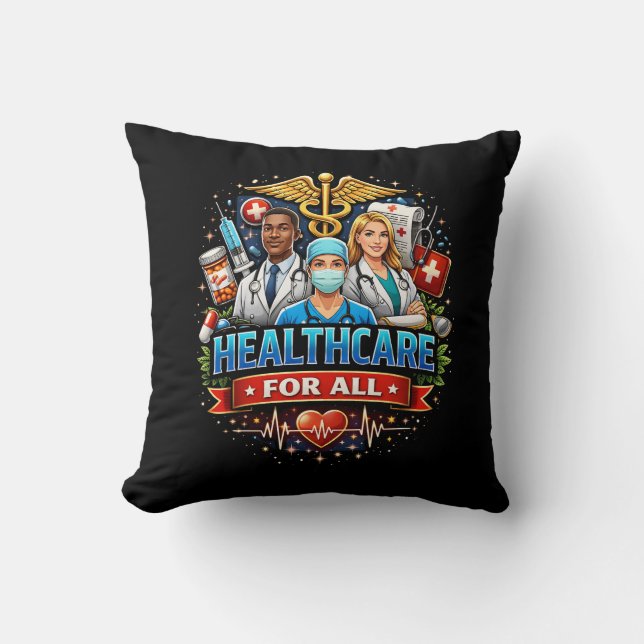 Care for Everyone Throw Pillow (Front)