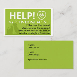 Care For My Pet Emergency Information Calling Card