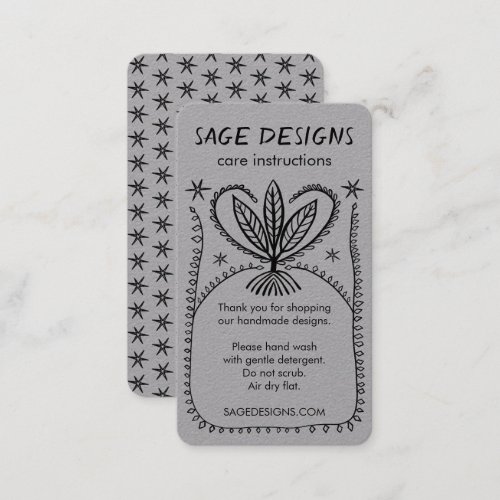 CARE INSTRUCTIONS Boho Whimsical Line Art Luxe  Business Card
