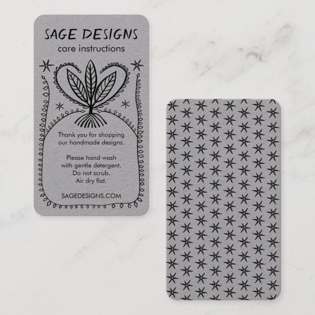 CARE INSTRUCTIONS Boho Whimsical Line Art Luxe  Business Card (Front/Back)