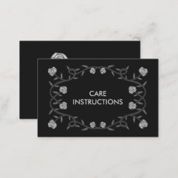 CARE INSTRUCTIONS Chic Elegant Rose Frame Floral Business Card