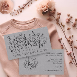 CARE INSTRUCTIONS Chic Elegant Wildflower Luxe  Business Card