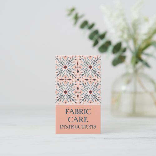 Care INSTRUCTIONS Elegant Floral Tiles Pink Business Card