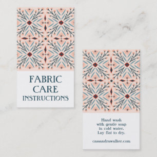 Care INSTRUCTIONS Elegant Floral Tiles Pink Business Card